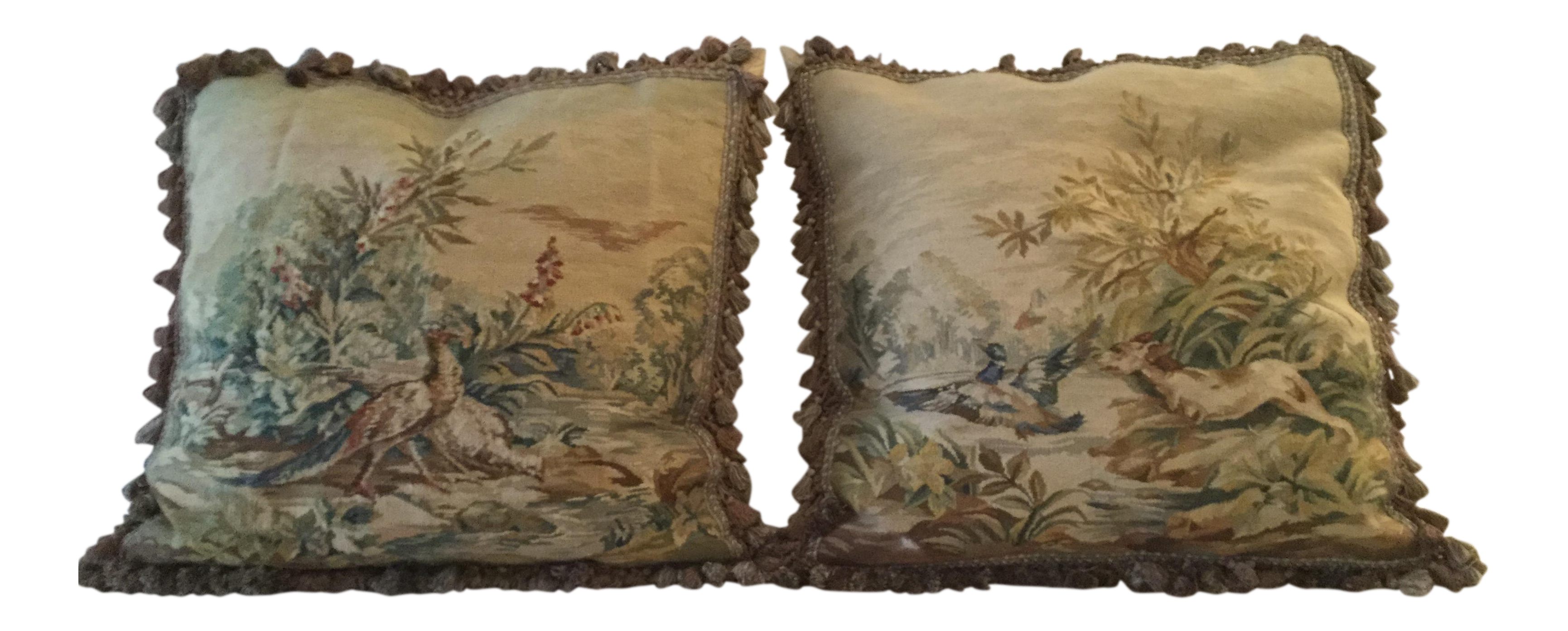 Animal Motif Needlepoint Pillows - A Pair Chairish