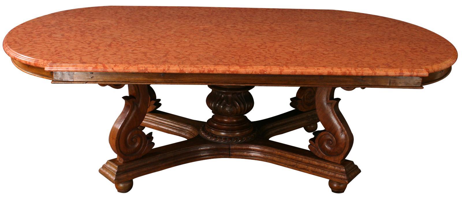 French Antique Marble Top Dining Table | Chairish