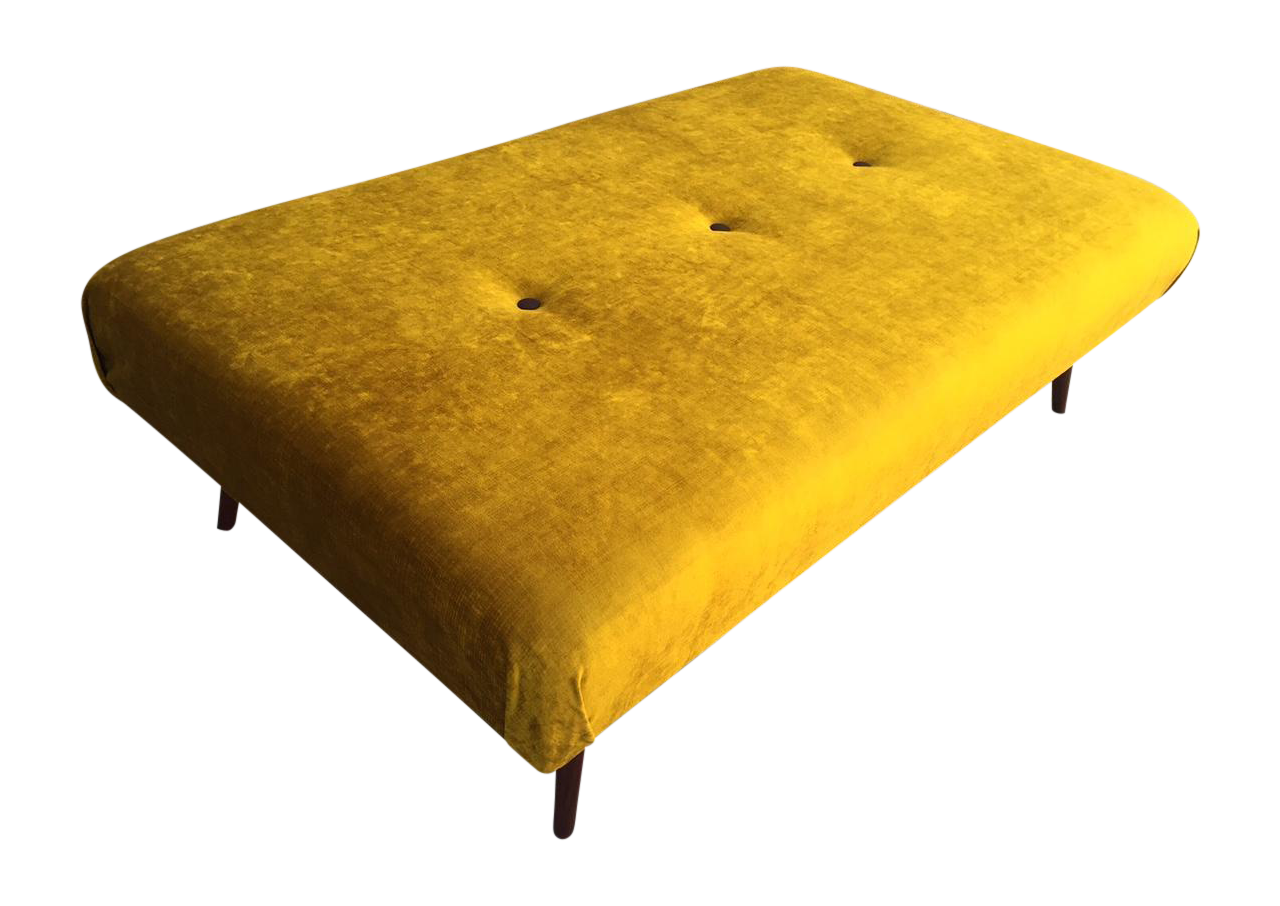 MidCentury Yellow Velvet Ottoman Chairish