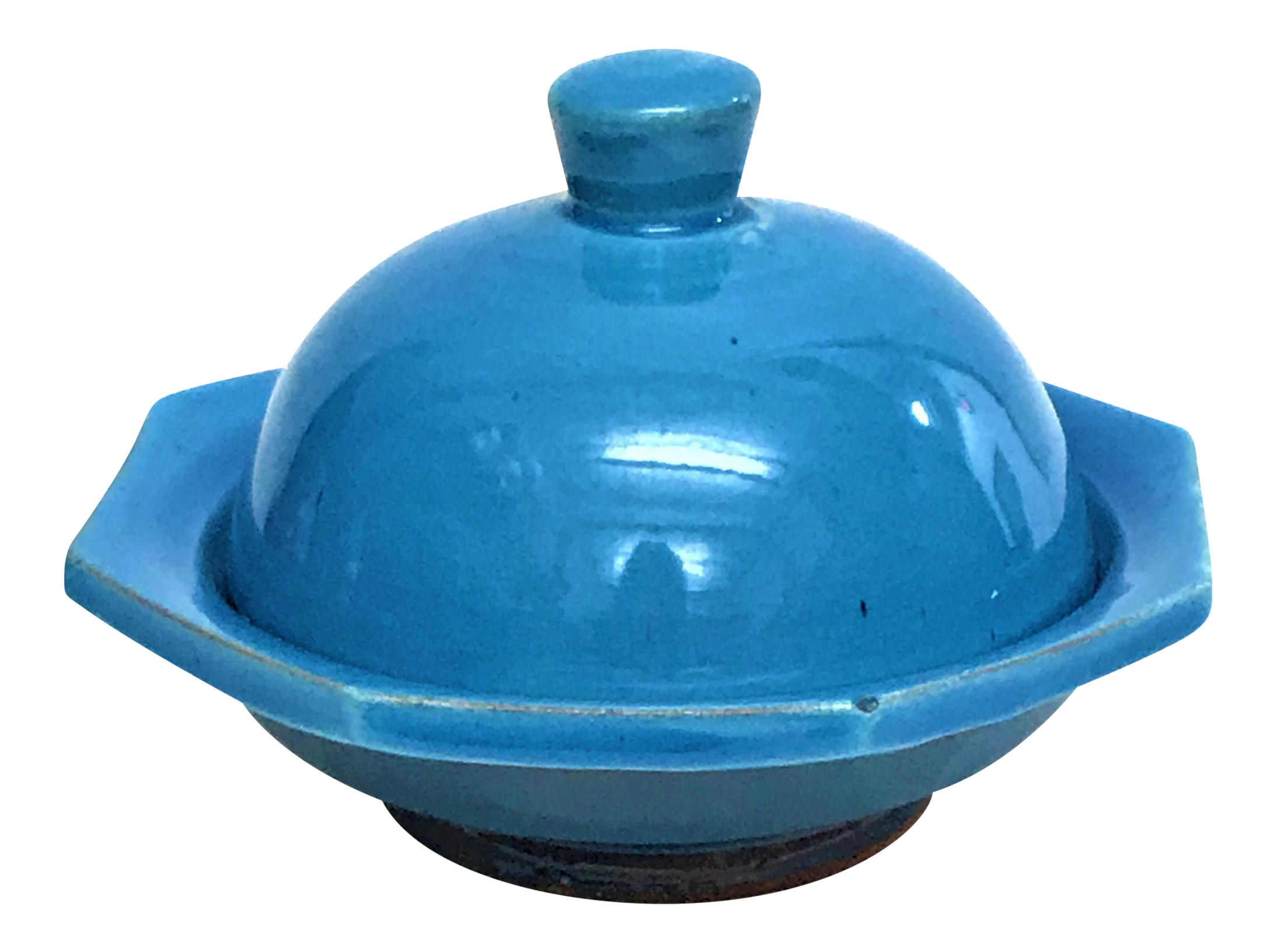 Hand Painted Blue Small Ceramic Serving Dish with Lid Octagon Design