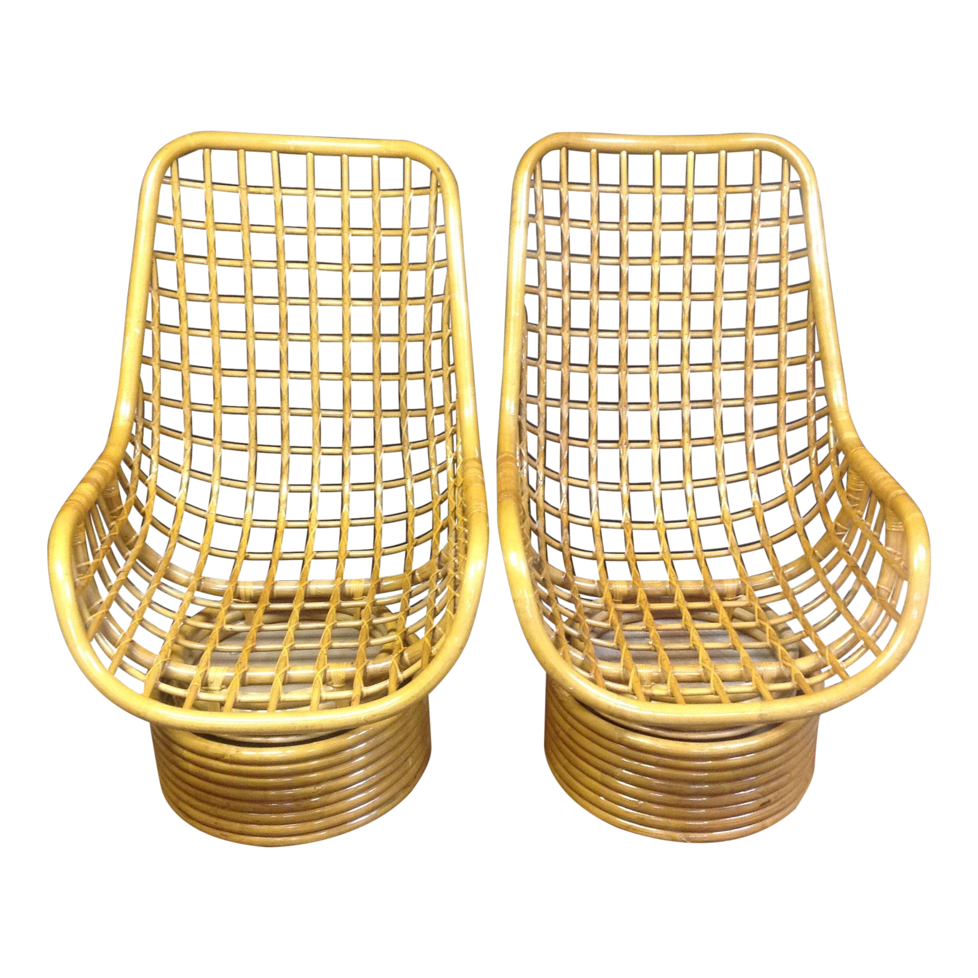 Vintage Bamboo Swivel Rockers a Pair Chairish