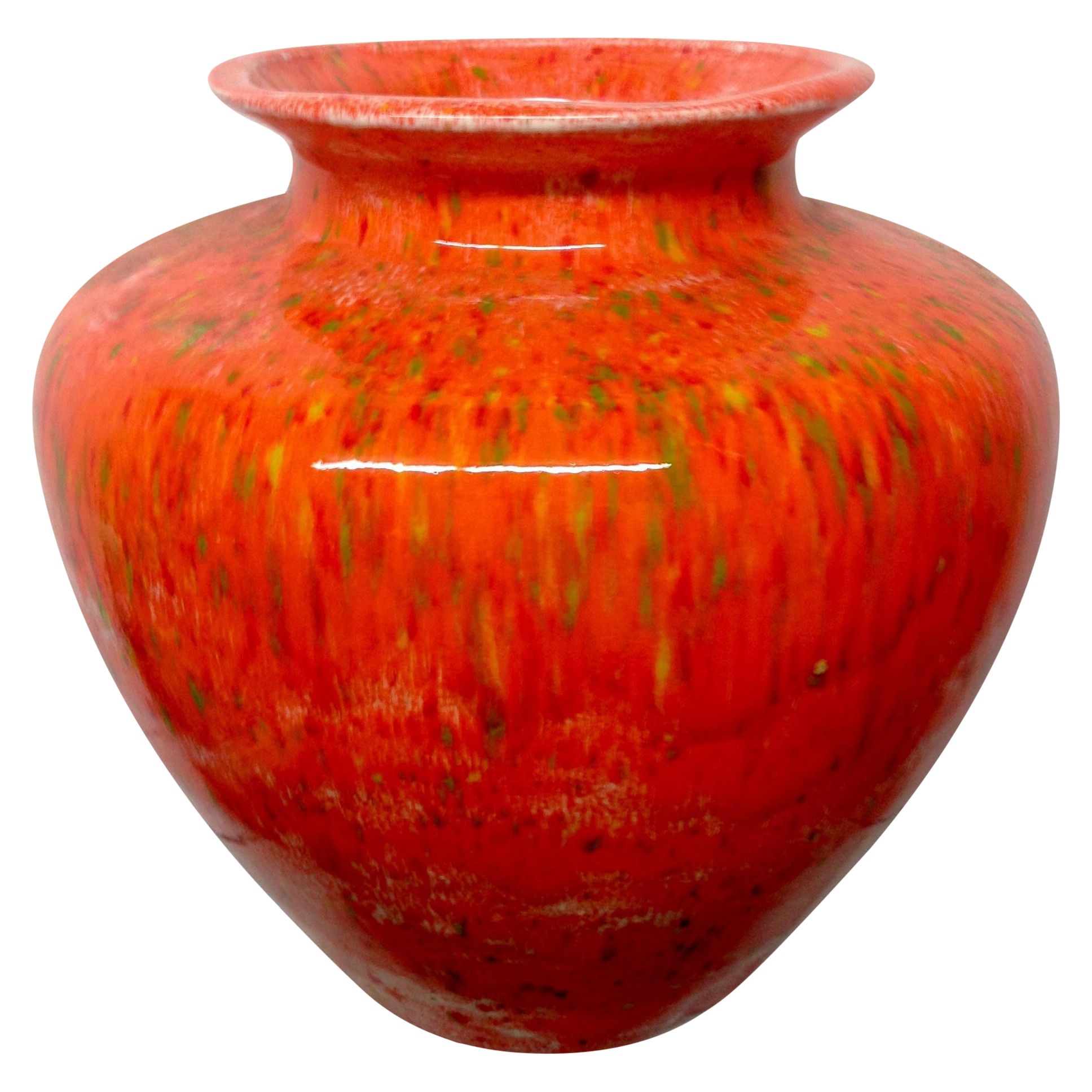 Large Orange Mid-Century Ceramic Vase | Chairish