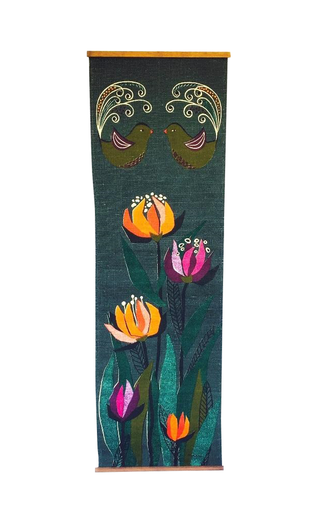 Vintage ScreenPrinted Floral Wall Hanging Chairish