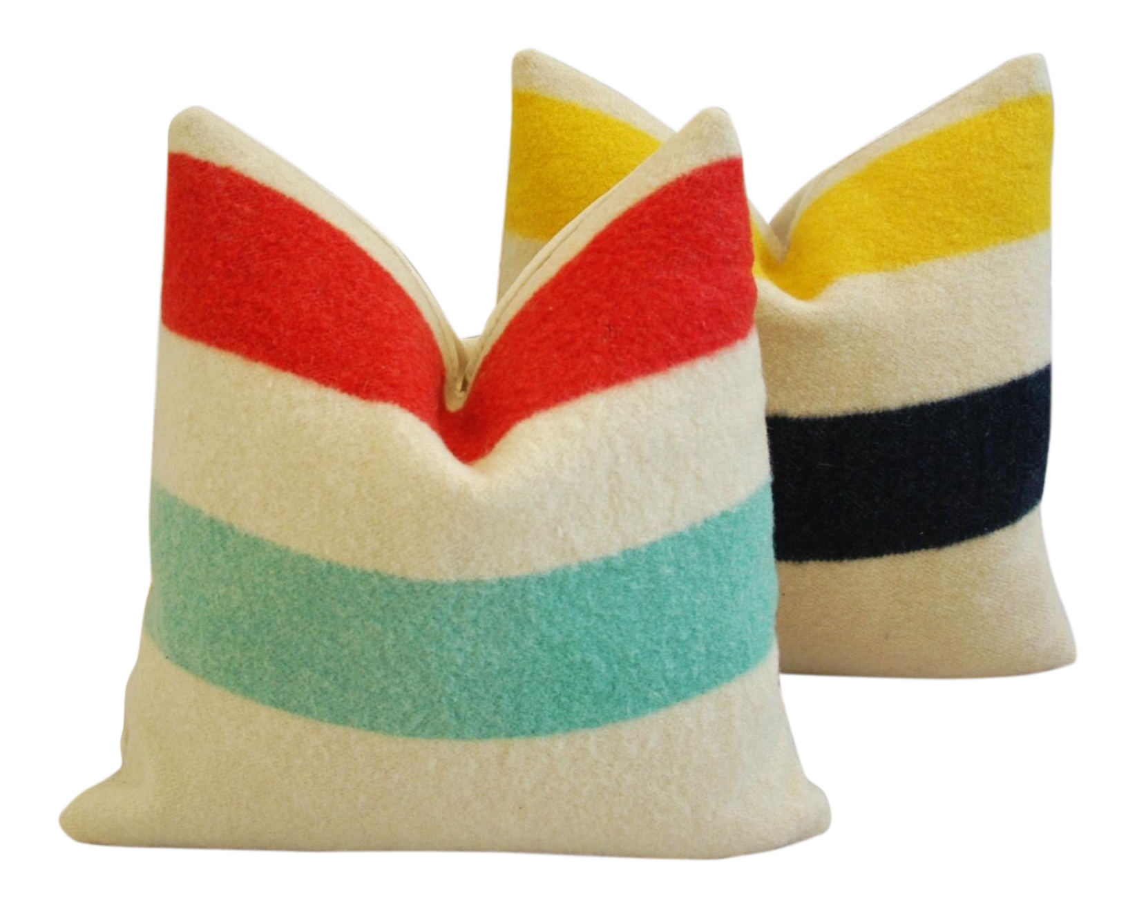Hudson s Bay Multi-Striped Blanket Pillows -Pair Chairish