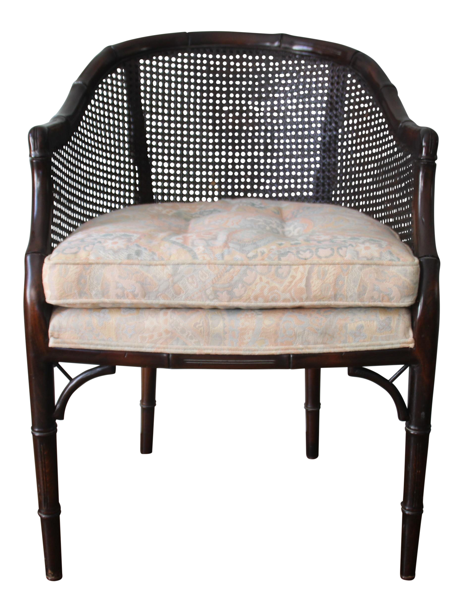 Faux Bamboo & Cane Barrel Back Chair Chairish