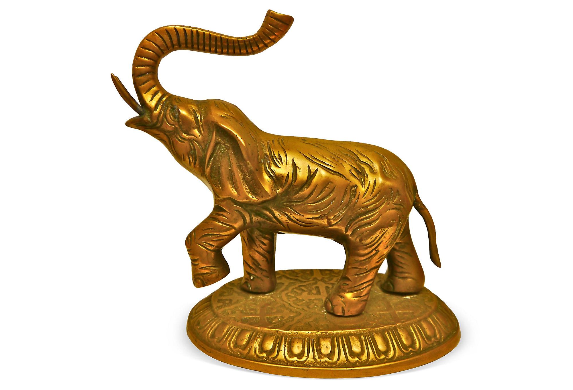 Brass Elephant on Pedestal Base Chairish