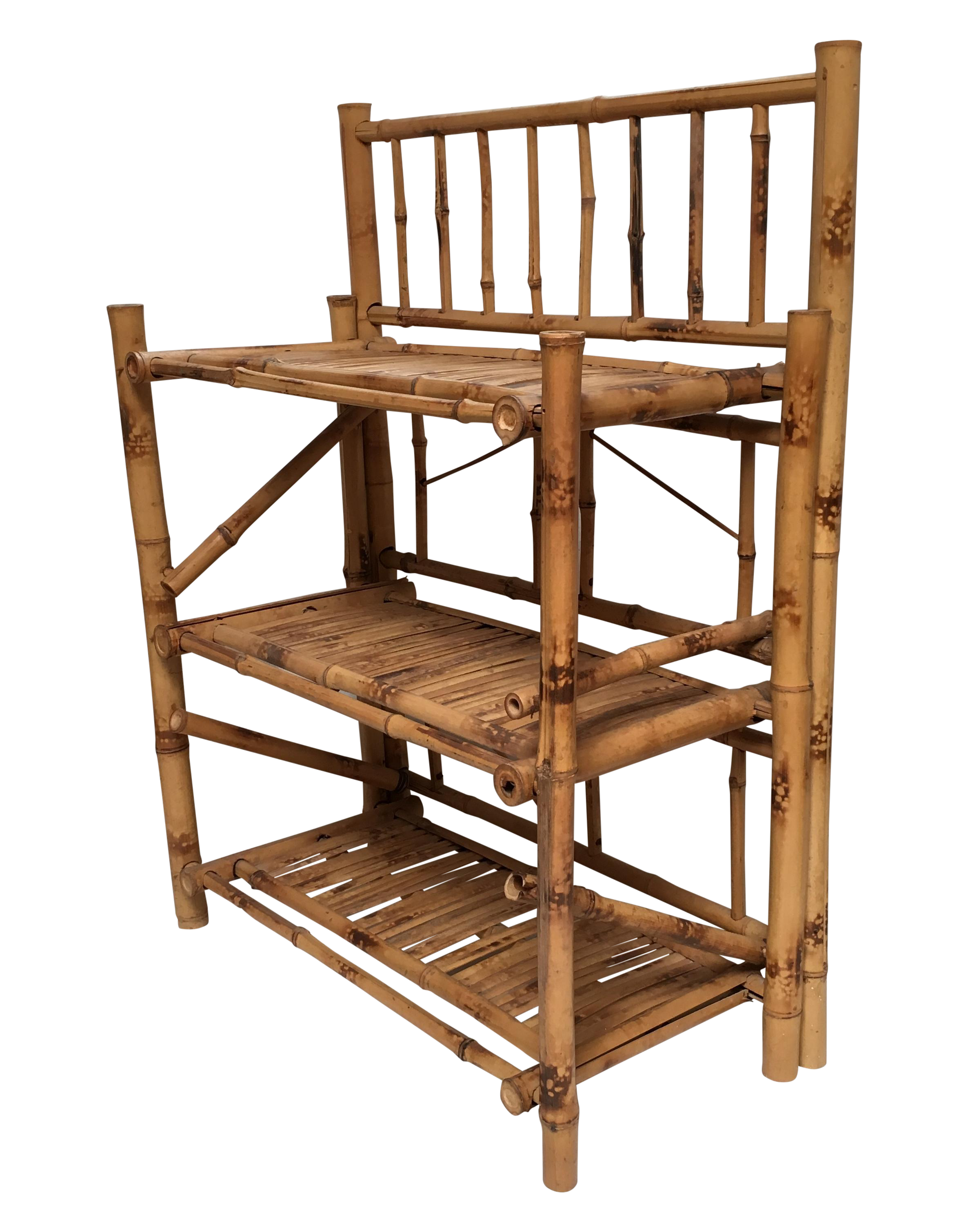 Vintage Bamboo Three Tier Shelves Chairish