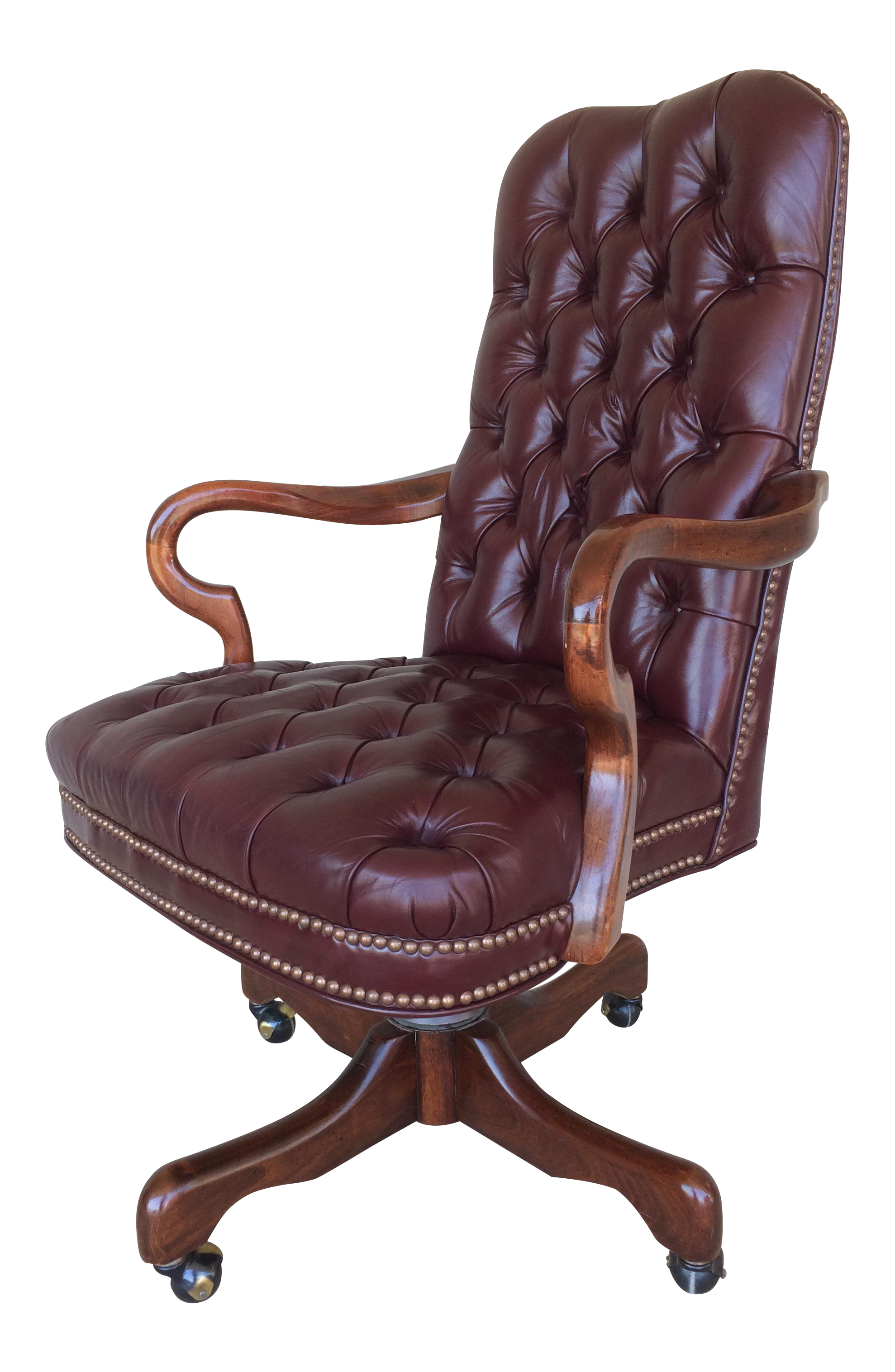 Fairfield Burgundy Leather Desk Chair | Chairish