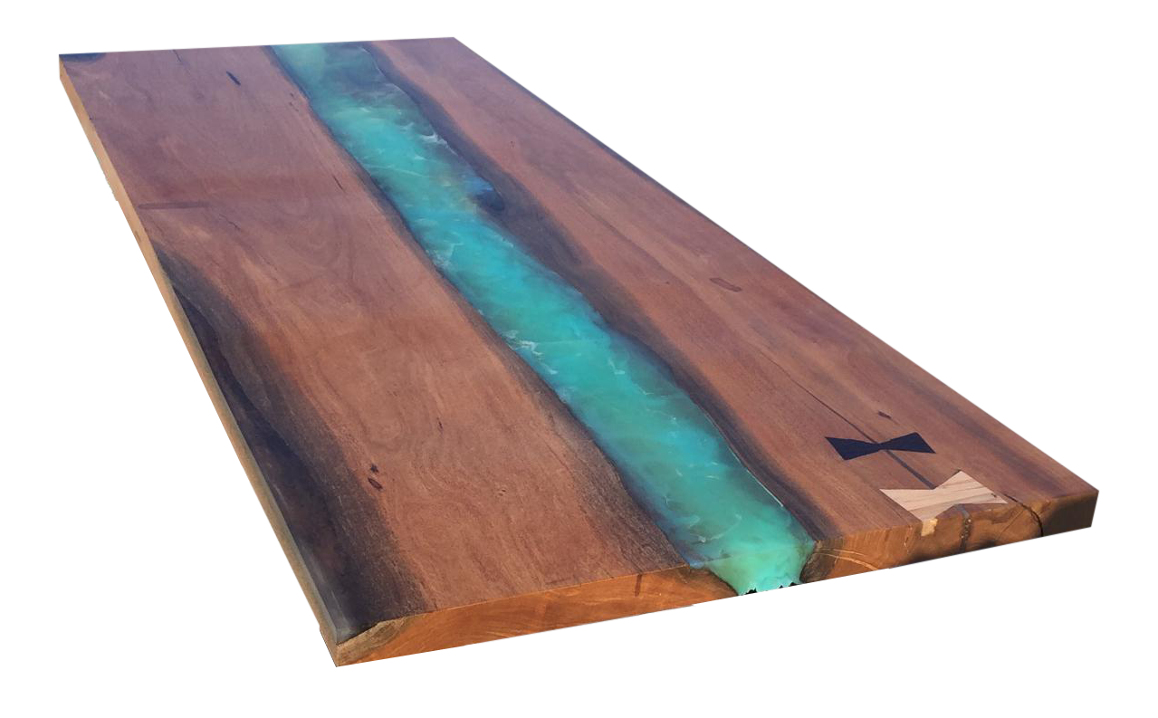 Canary Wood and Resin Live Edge Table Top | Chairish