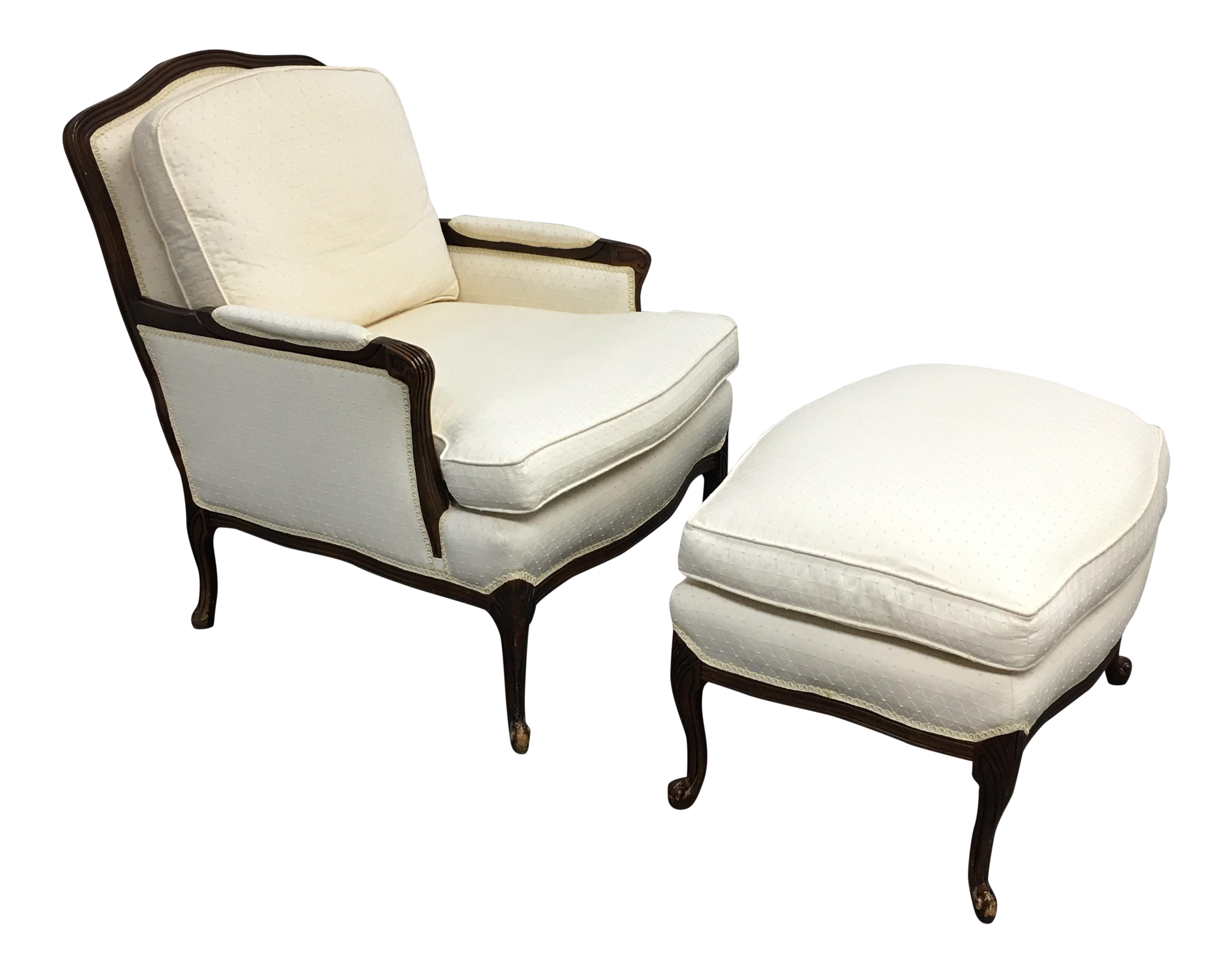 French Style Bergere Chair & Ottoman Chairish