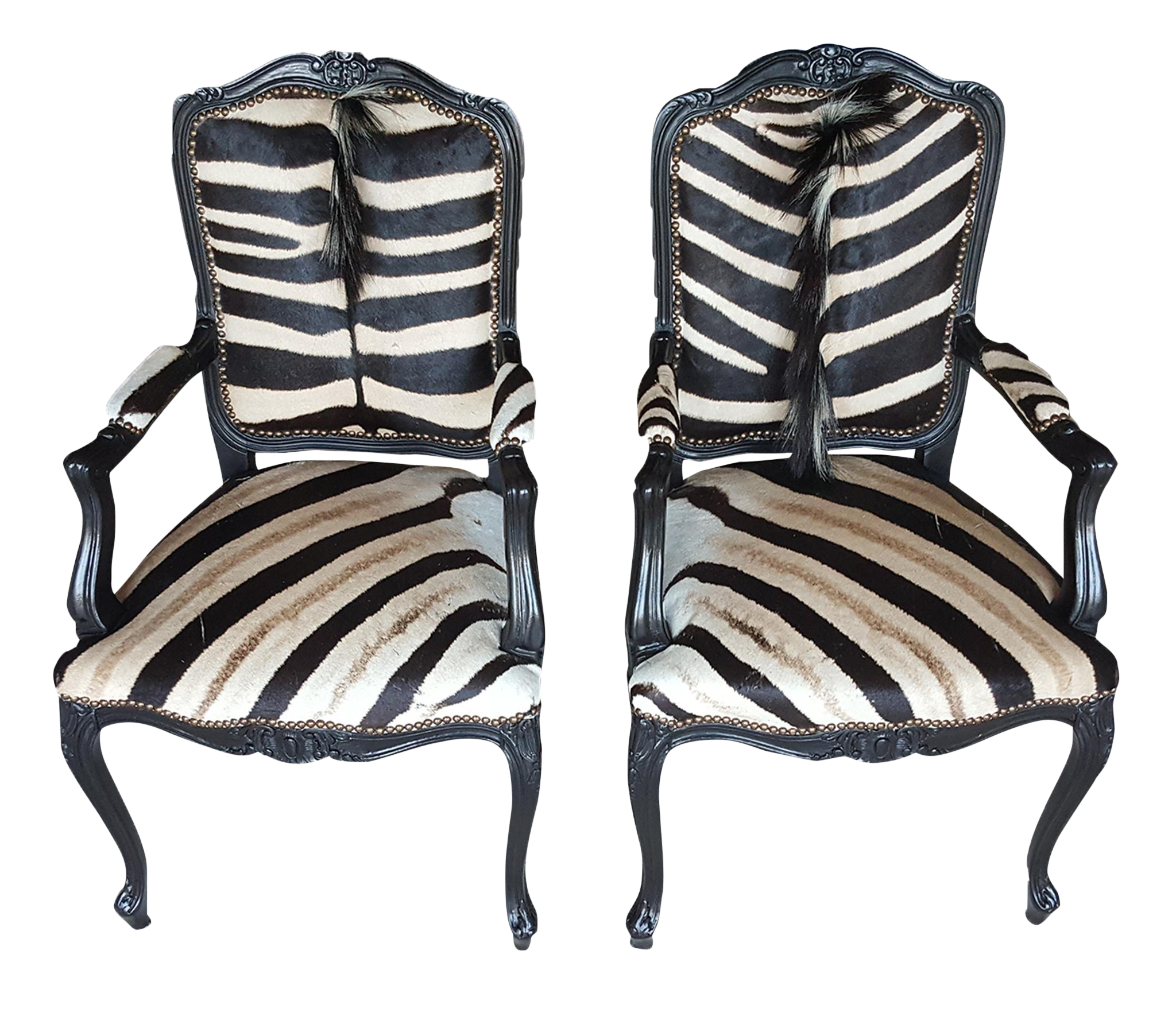 Zebra Hide Accent Chairs a Pair Chairish