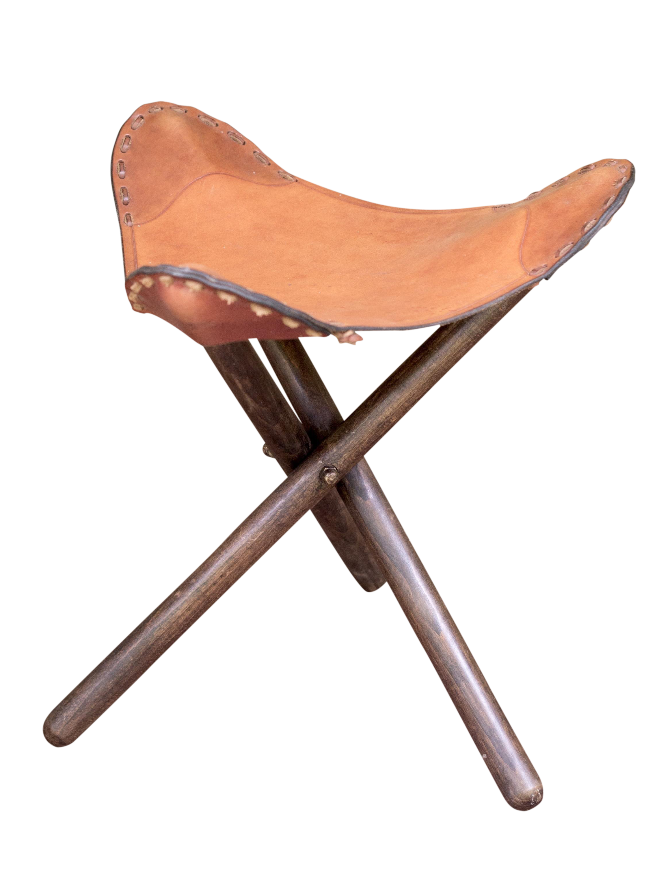 Three Leg Leather Stool Chairish