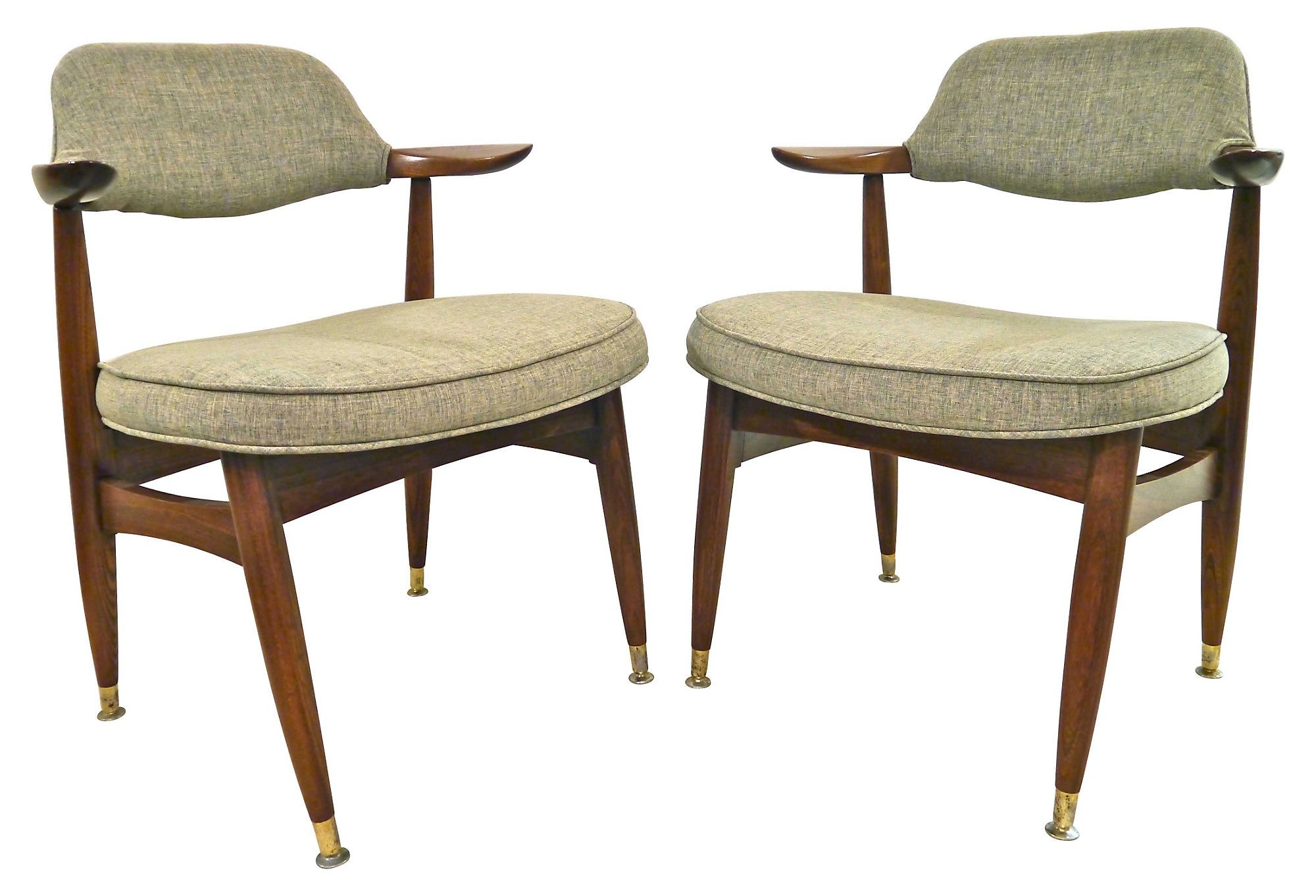 MidCentury Linen Armchairs A Pair Chairish