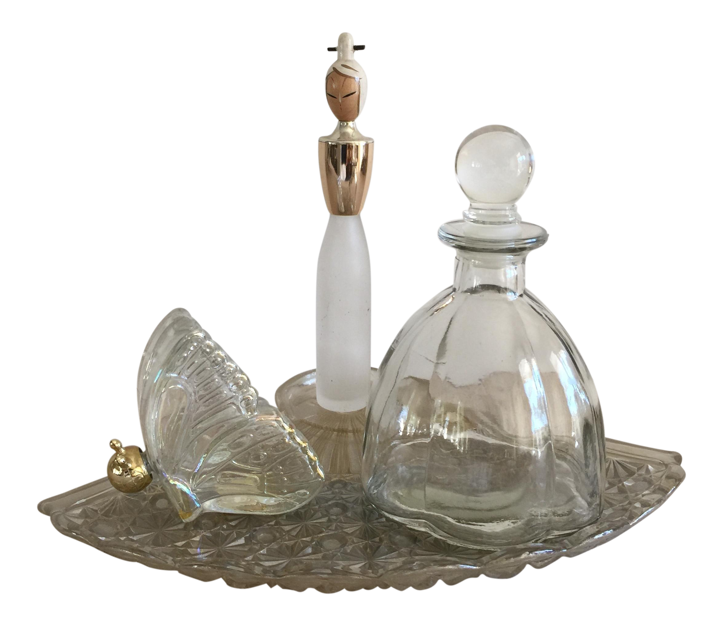 Vintage Vanity Tray & Perfume Bottles Set of 4 Chairish