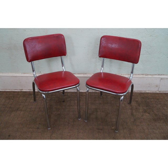 1950s Vintage Chrome & Red Vinyl Dining Chairs Chairish
