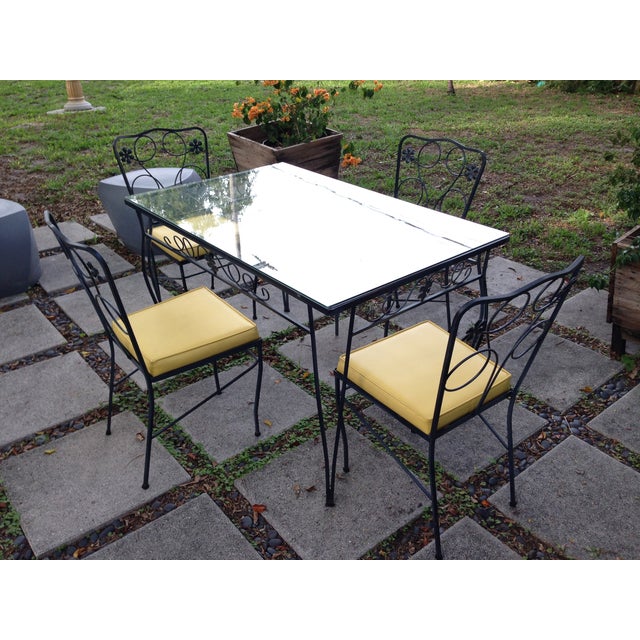 Vintage Mid Century Modern Wrought Iron Patio Dining Set Chairish