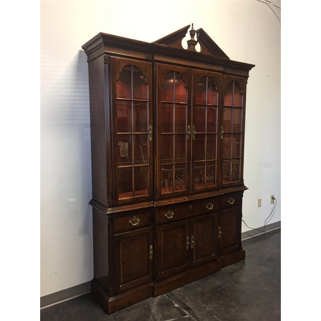 Vintage Drexel Heritage Cherry Traditional Lighted Breakfront China