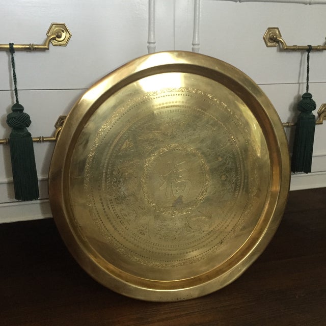 Large Brass Asian Round Tray Wall Hanging Chairish
