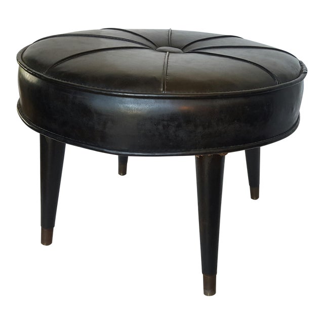 Mid-Century Modern Round Ottoman | Chairish