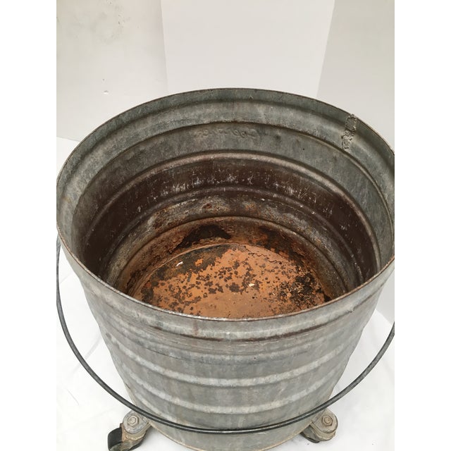 Vintage Industrial Galvanized Metal Rolling Mop Bucket Chairish