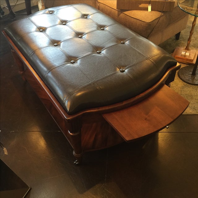 Coffee Table Tufted Leather Ottoman | Chairish