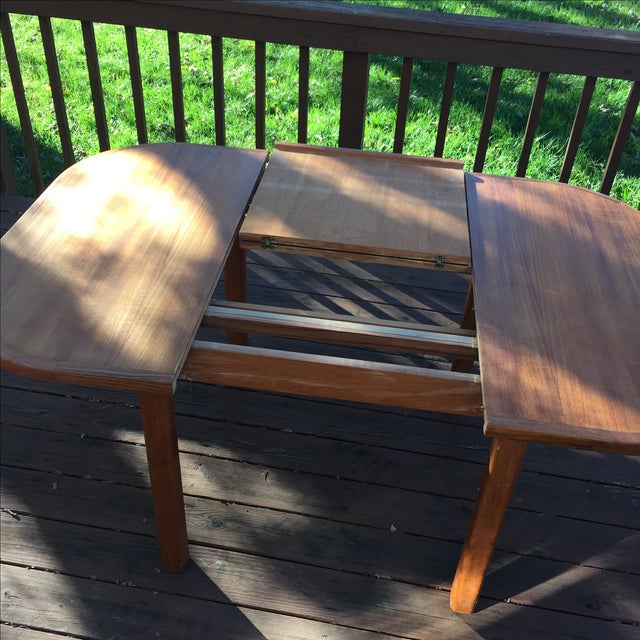 Danish Modern Wood Hidden Leaf Dining Table | Chairish
