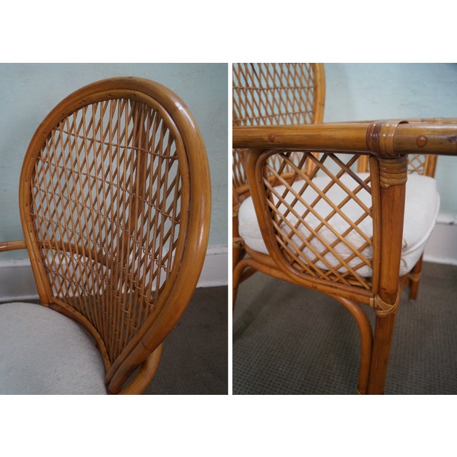 Vintage Rattan Glass Top Dining Set | Chairish