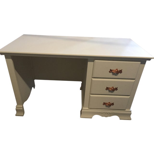 Large White Wood Desk, Rose Gold Chairish