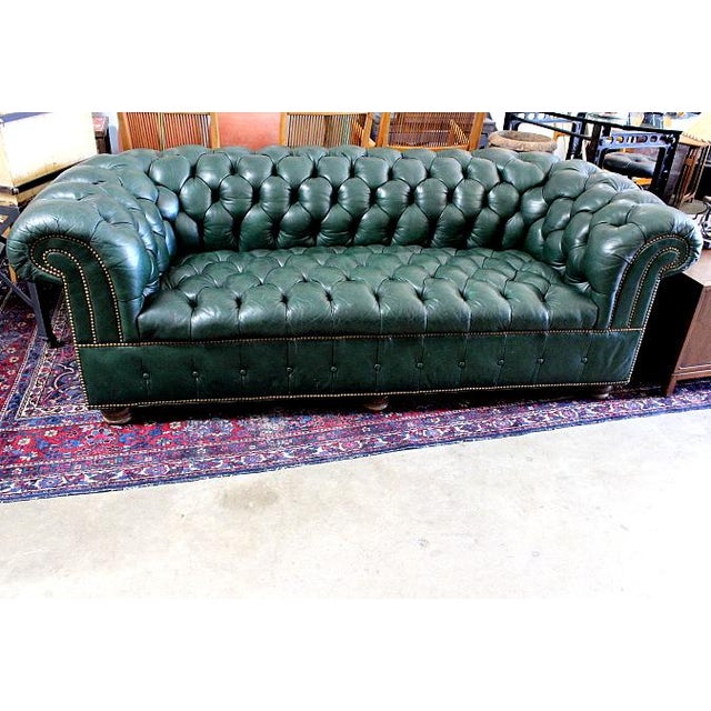Green Tufted Leather Chesterfield Sofa Chairish