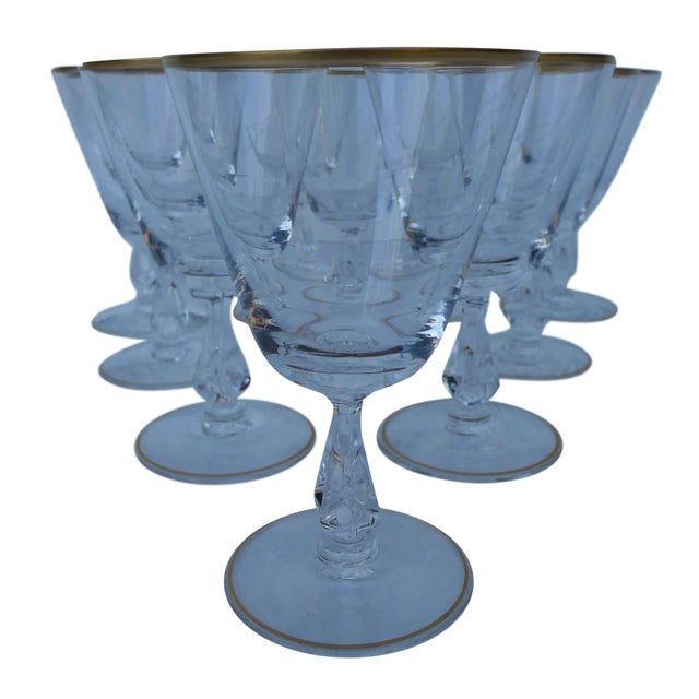 Fostoria Wine/Sherry Gold Rim Glasses Set of 10 Chairish