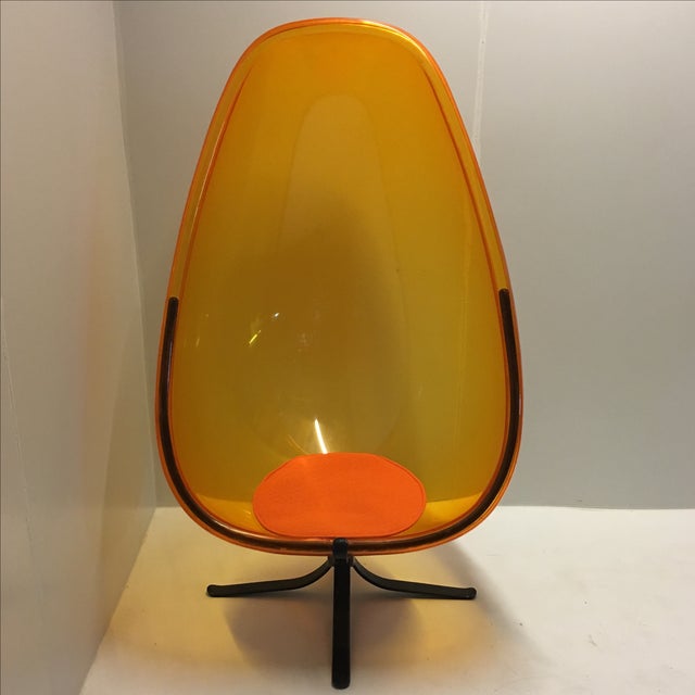 60's70's Orange Acrylic Egg Chair With Black Base Chairish