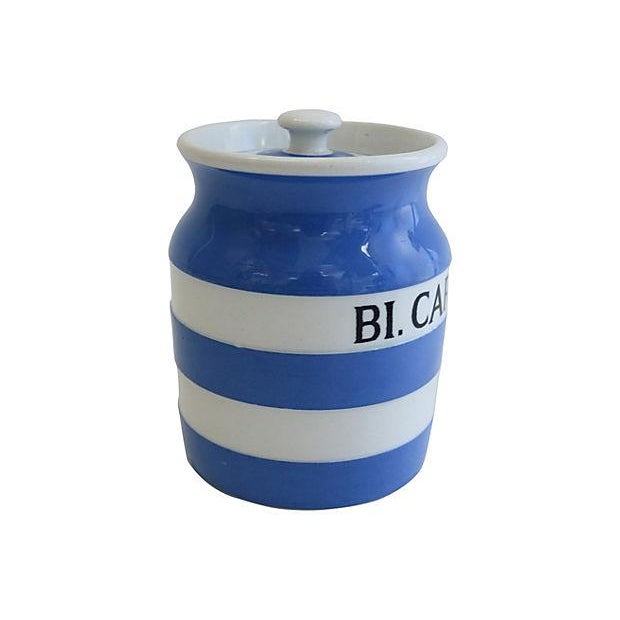 Vintage English Cornishware Baking Soda Canister Chairish