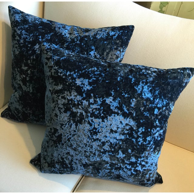 Vintage 1940 s Royal Blue Velvet Pillows - Pair Chairish