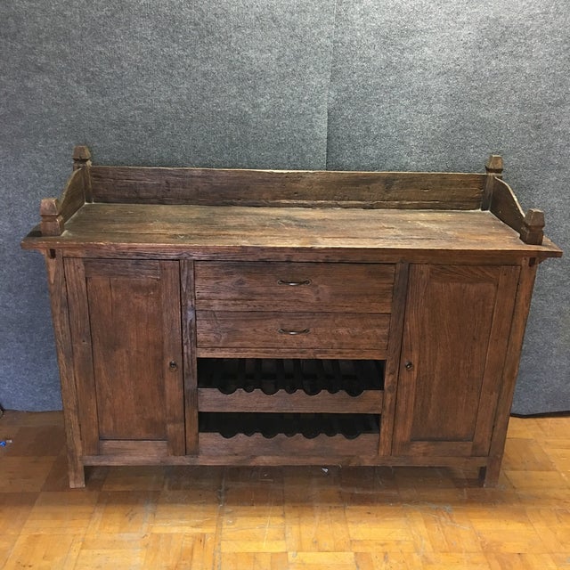 Rustic Solid Wood Bar Buffet W/ Wine Rack Chairish