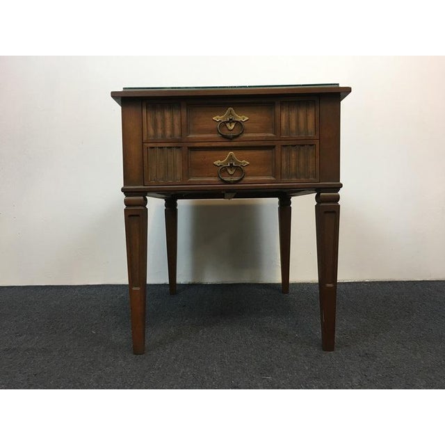 Drexel Heritage Carved Walnut Single Drawer End Table Chairish
