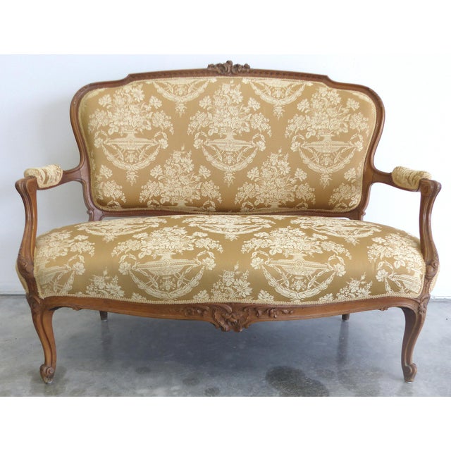 French Provincial Carved Wood Settee Chairish
