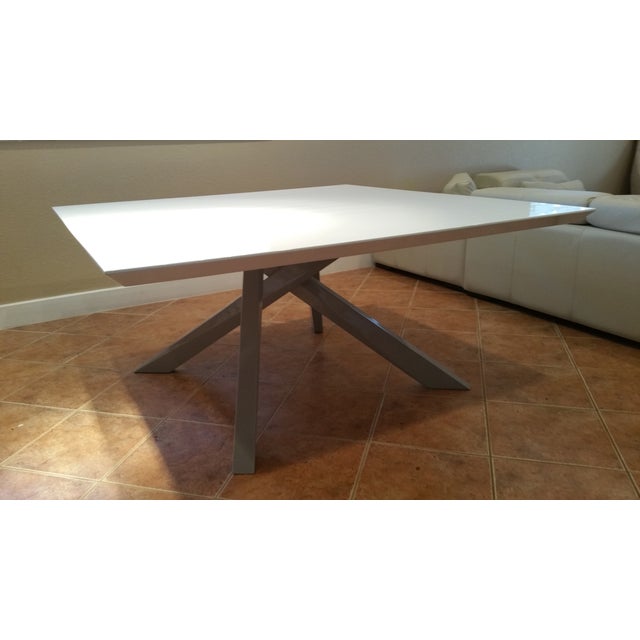 Contemporary White Lacquered Dining Table Chairish