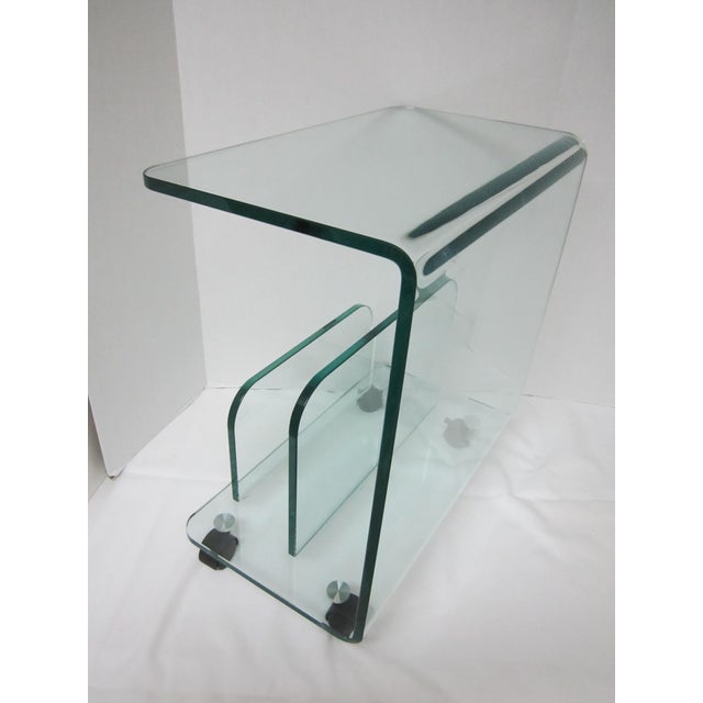 Rolling Glass End Table/Magazine Rack Chairish