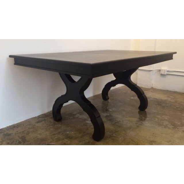 Matte Black Laquer Trestle Table Chairish
