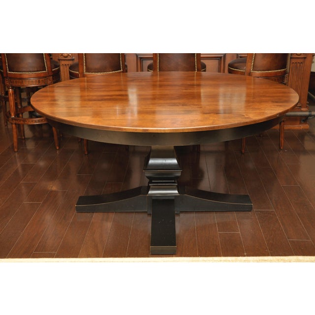 Black Finish Cherry Wood Round Dining Table Chairish
