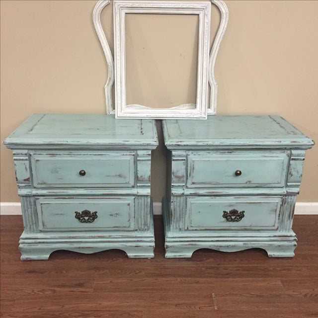 Distressed Bedside Tables A Pair Chairish