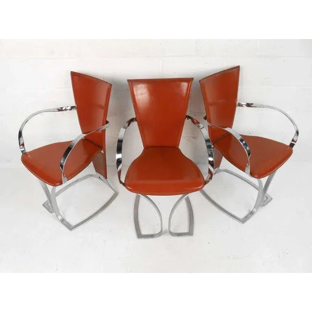 Vintage Chrome and Leather Dining Chairs Set of 6 Chairish