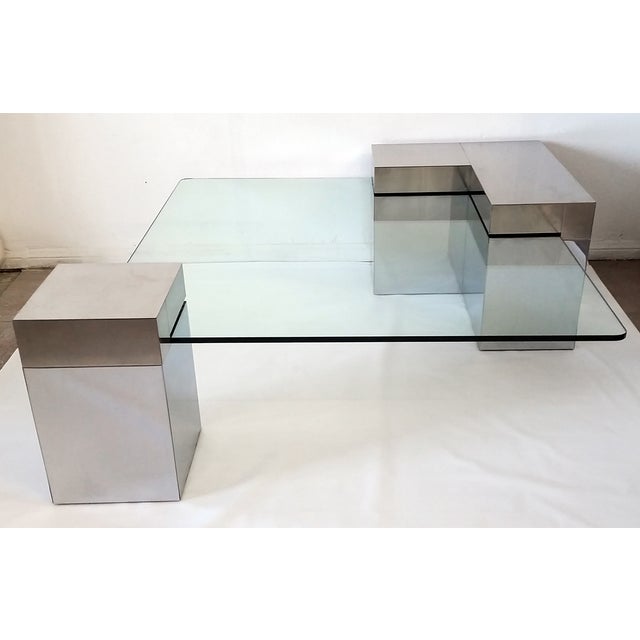Paul Evans Style Chrome & Glass Coffee Table | Chairish