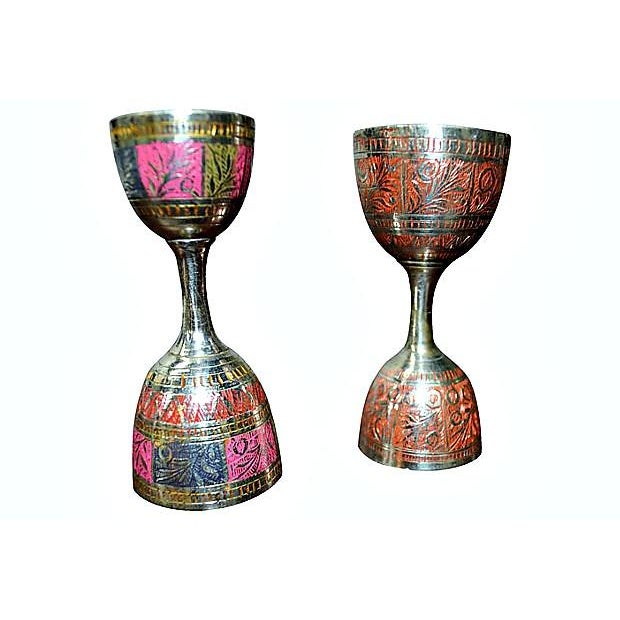 Double Jigger Shot Glass Brass Pair Chairish