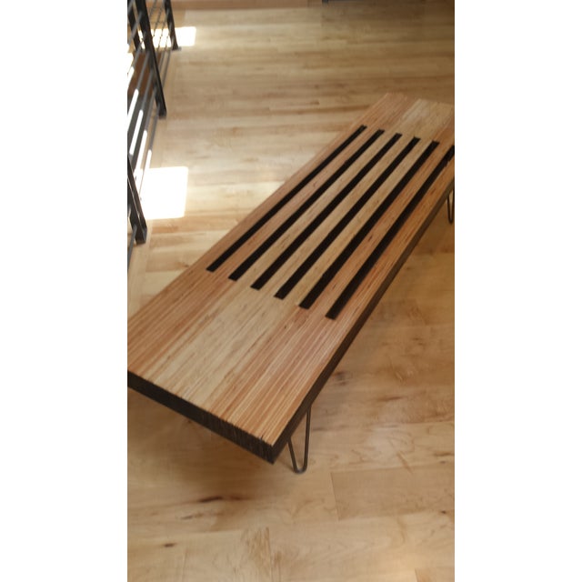 Handcrafted Modern Slatted Wooden Bench Chairish