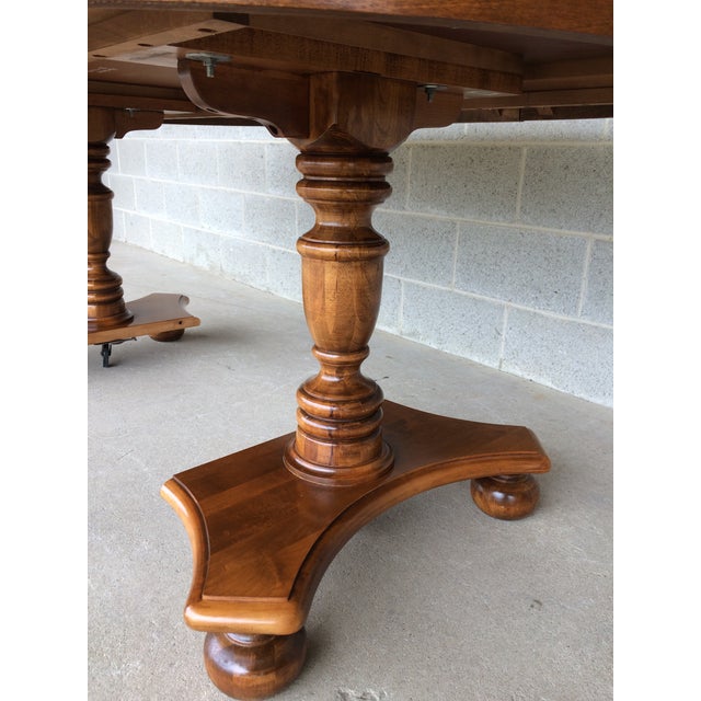 Ethan Allen Maple Pedestal Dining Table With 2 Leaves Chairish
