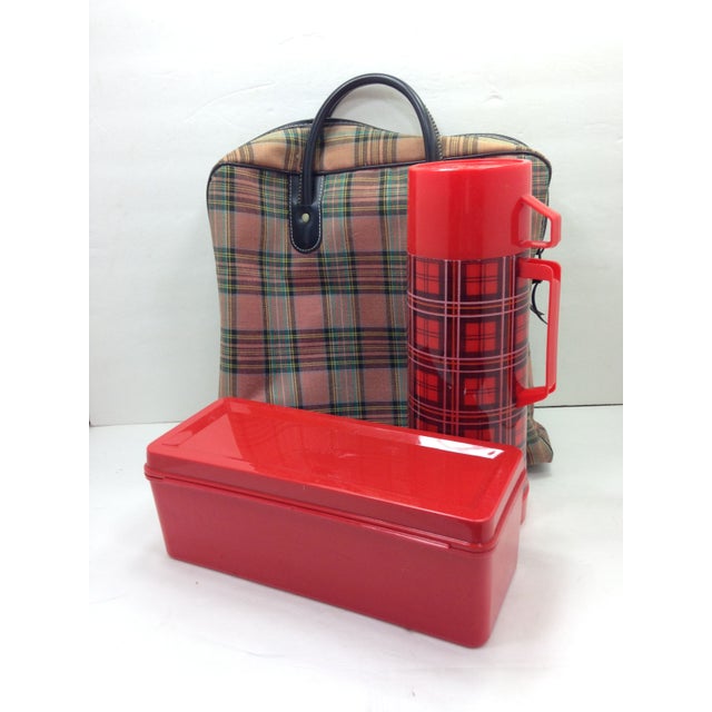 Vintage Red Plaid Aladdin Thermos Picnic Set Chairish