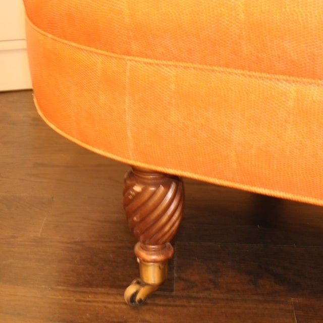 Oval Ottoman with Twist Legs & Brass Casters Chairish