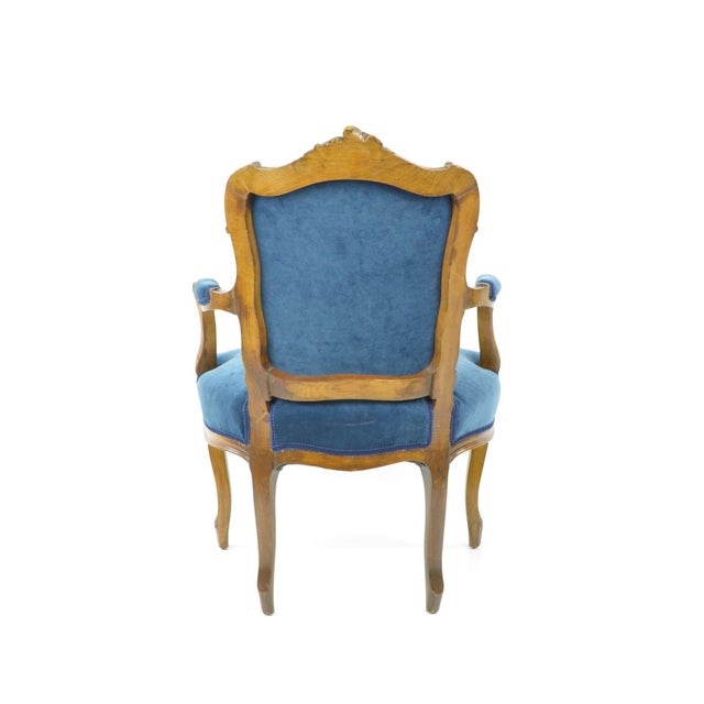 French Chair in New Blue Velvet Upholstery Chairish