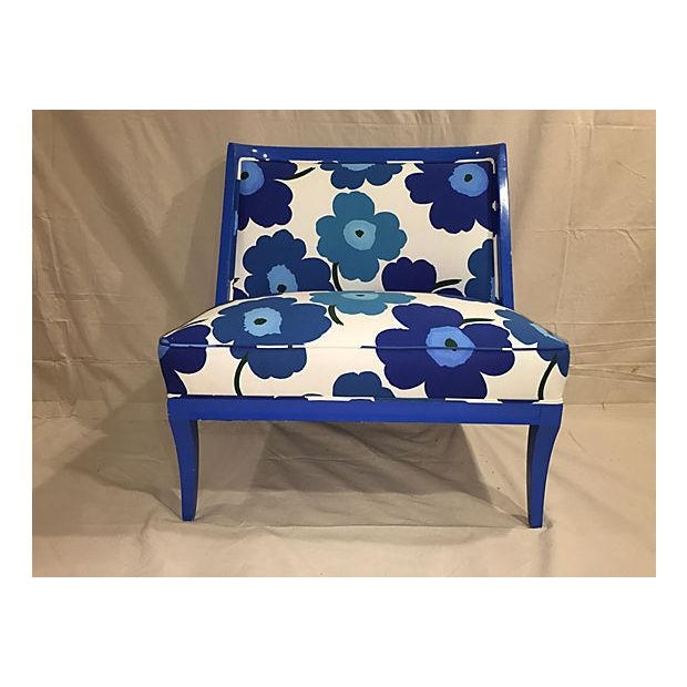Vintage Marimekko Blue Floral Print Chair Chairish